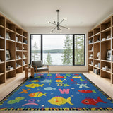 Playful Underwater ABC Fish Alphabet Kids Rug