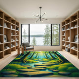 Sunlit Enchanted Forest Path Area Rug