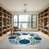 Blue Pumpkin Wreath Area Rug