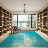 Teal Halftone Geometric Area Rug