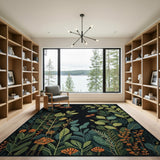Vibrant Orange Butterflies Lush Green Foliage Rug