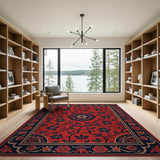 Red Luxurious Red Persian Floral Area Rug