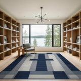 Navy Cross Grid Geometric Area Rug