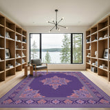 Purple Traditional Persian Purple Traditional Persian Floral Area Rug