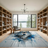 ODIKA Modern Abstract Wolf Head Washable Rug - Low Pile Non-Slip Area Rug