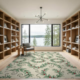 Vintage Holly Wreath Berry Pattern Rug