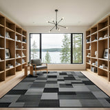 Geometric Black White Patchwork Area Rug