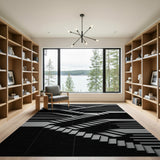 Black White Geometric Endless Stairs Area Rug