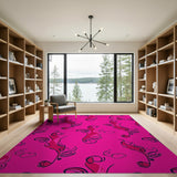 Vibrant Pink Paisley Swirl Area Rug
