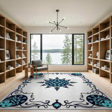 Ornate Blue Teal Mandala Persian Rug