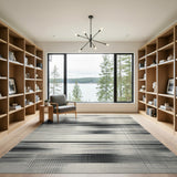 Black White Geometric Line Area Rug