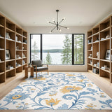 Floral Vintage Blue Floral Vintage Washable Area Rug