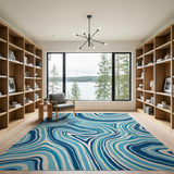Blue Agate Swirl Abstract Area Rug