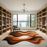 Wavy Earth Tone Abstract Area Rug