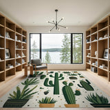 Potted Cacti Succulents Area Rug
