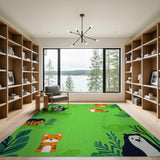 Multi-color and Patterns Playful Cartoon Jungle Animals Kids Rug