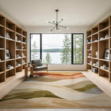 ODIKA Washable Abstract Mountain Area Rug - Modern Earth Tone Low Pile Non-Slip Rug