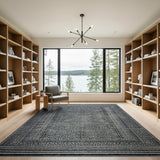 Black White Geometric Border Black and White Area Rug