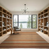 Orange and Brown Striped Woven Area Rug