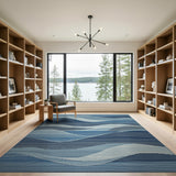 Geometric Modern Blue Wave Geometric Modern Area Rug