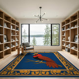 Ornate Red Crested Rooster Persian Rug