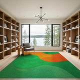 Wavy Orange Green Abstract Area Rug
