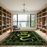 Coiled Green Serpent Leaf Area Rug