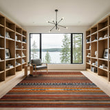 Southwestern Striped Area Rug in Rust Orange Navy