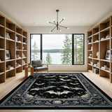 Gothic Bats Swarm with Pumpkins Area Rug