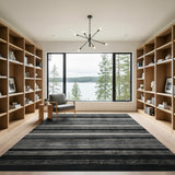 Woven Black and White Black White Striped Woven Area Rug