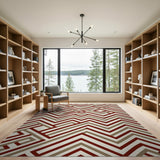 Bold Red Geometric Interlock Area Rug