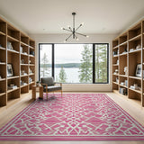Vibrant Pink Trellis Lattice Area Rug