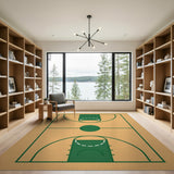Green Green Basketball Court Area Rug