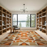 Modern Geometric Tan Orange Area Rug
