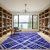 Geometric Modern Navy Blue Geometric Grid Area Rug
