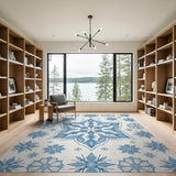 Geometric Modern Intricate Blue Snowflake Geometric Area Rug