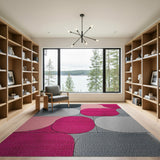 Abstract Pink Grey Geometric Area Rug