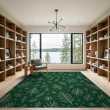Festive Evergreen Line Art Area Rug