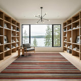Vibrant Multi-Color Striped Multi-color and Patterns Area Rug