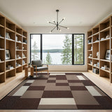 Brown and Tan Geometric Modern Modern Geometric Brown Tan Area Rug