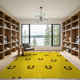 Cheerful Yellow Smiley Faces Area Rug