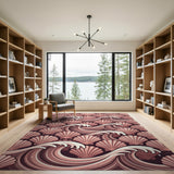 Pink Seashell Wave Coastal Rug