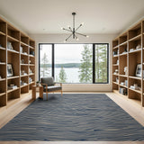 Navy Wavy Abstract Area Rug