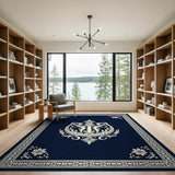 Navy Ornate Medallion Floral Area Rug