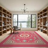 Vibrant Pink Persian Mandala Area Rug