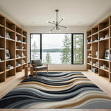 Sweeping Waves Abstract Grey Area Rug