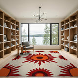 Orange Sunburst Geometric Area Rug