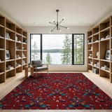 Vibrant Red Persian Motif Area Rug