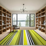 Bold Yellow Black Striped Area Rug