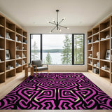 Vibrant Pink Maze Mask Area Rug